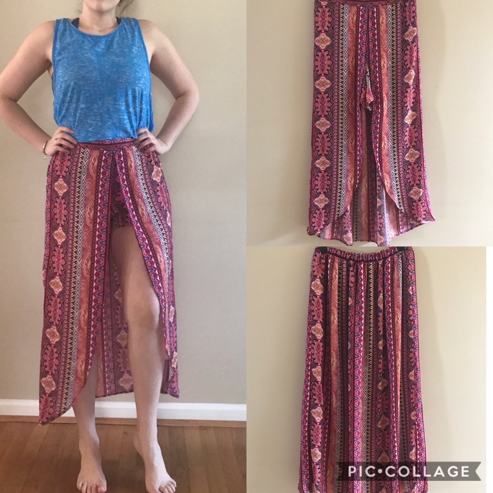 Pink Tribal Patterned Skirt Shorts